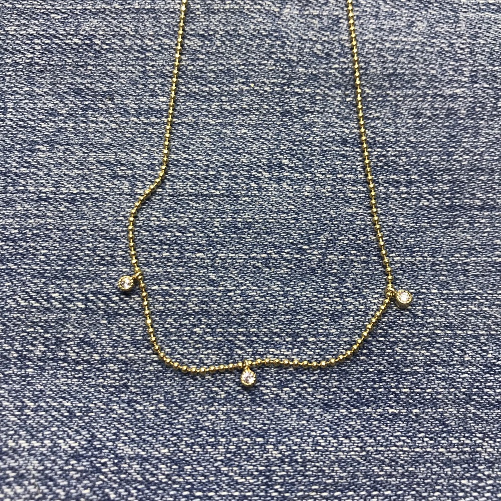 Dainty Ball Chain Necklace With 3 Small Charm Pendants 16”